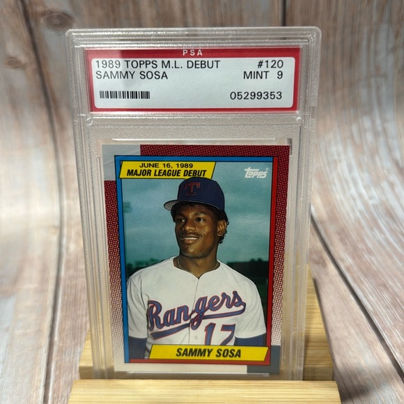1989 Topps M.L. Debut Sammy Sosa #120 PSA Mint 9 Baseball Card Item #ME393 - Picture 2 of 3